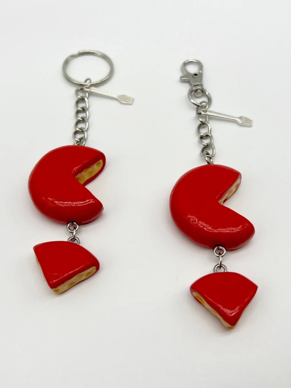 Brie & Gouda Cheese Keychain or Bag Clip | Handmade Cheese Rounds Accessory